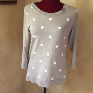 Women’s taupe/ white polka dot sweater